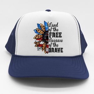 Land Of The Free Because Of The Brave Usa Gift Trucker Hat