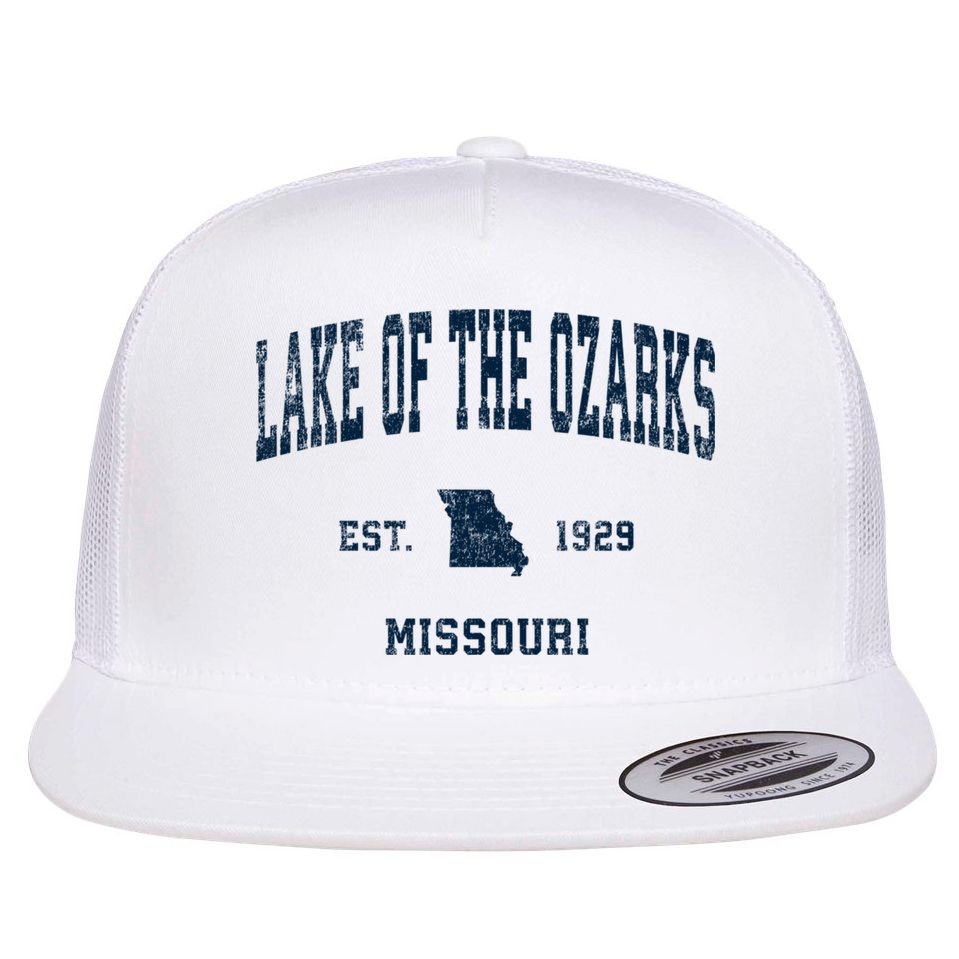 Lake Of The Ozarks Missouri Mo Vintage Sports Flat Bill Trucker Hat