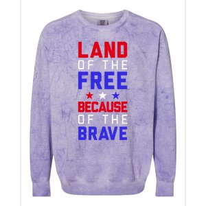 Land Of The Free Because Of The Brave Flag Patriotic Cool Gift Colorblast Crewneck Sweatshirt