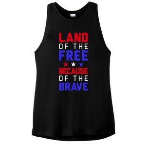 Land Of The Free Because Of The Brave Flag Patriotic Cool Gift Ladies PosiCharge Tri-Blend Wicking Tank