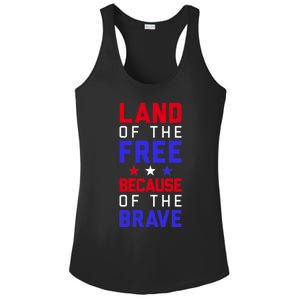 Land Of The Free Because Of The Brave Flag Patriotic Cool Gift Ladies PosiCharge Competitor Racerback Tank