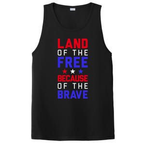 Land Of The Free Because Of The Brave Flag Patriotic Cool Gift PosiCharge Competitor Tank