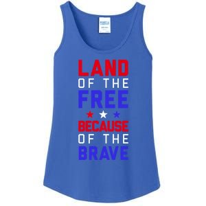 Land Of The Free Because Of The Brave Flag Patriotic Cool Gift Ladies Essential Tank