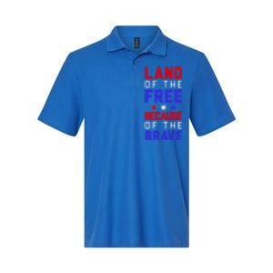 Land Of The Free Because Of The Brave Flag Patriotic Cool Gift Softstyle Adult Sport Polo