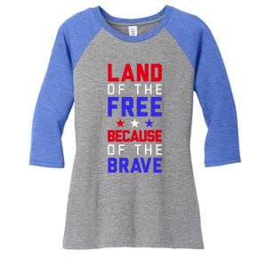 Land Of The Free Because Of The Brave Flag Patriotic Cool Gift Women's Tri-Blend 3/4-Sleeve Raglan Shirt