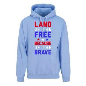 Land Of The Free Because Of The Brave Flag Patriotic Cool Gift Unisex Surf Hoodie