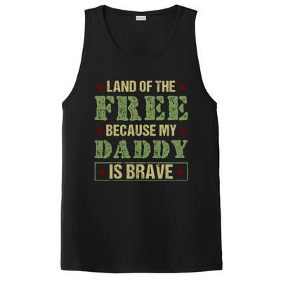 Land Of The Free Because My Daddy Is Brave Veterans Day Cute Gift PosiCharge Competitor Tank