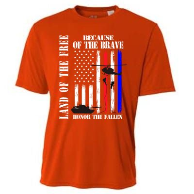 Land Of The Free Because Of The Brave Honor The Fallen Flag Funny Gift Cooling Performance Crew T-Shirt