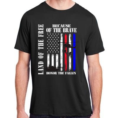 Land Of The Free Because Of The Brave Honor The Fallen Flag Funny Gift Adult ChromaSoft Performance T-Shirt