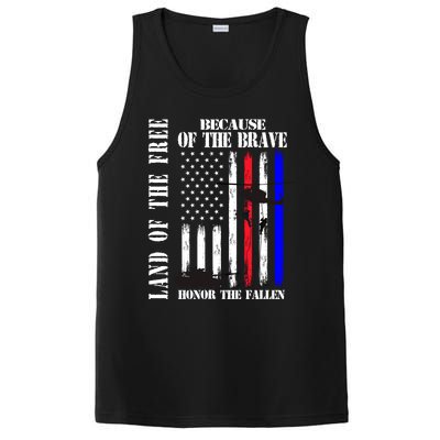 Land Of The Free Because Of The Brave Honor The Fallen Flag Funny Gift PosiCharge Competitor Tank