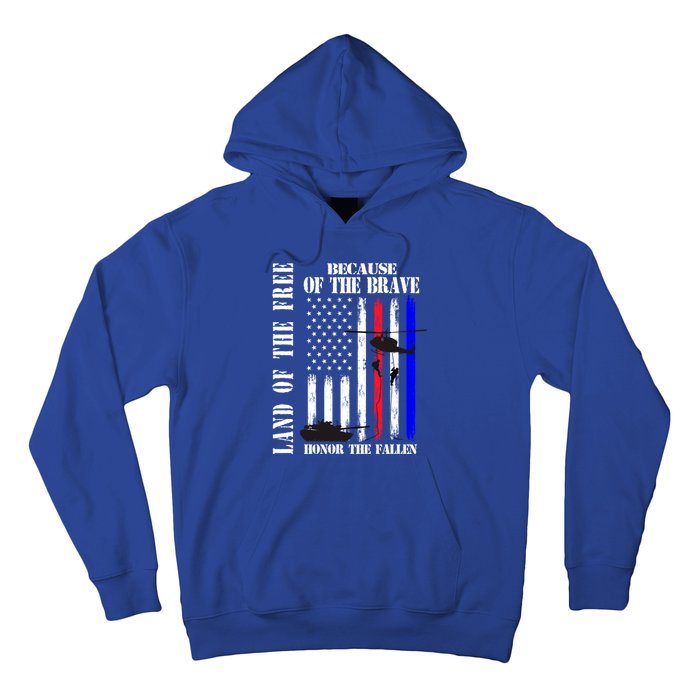 Land Of The Free Because Of The Brave Honor The Fallen Flag Funny Gift Hoodie