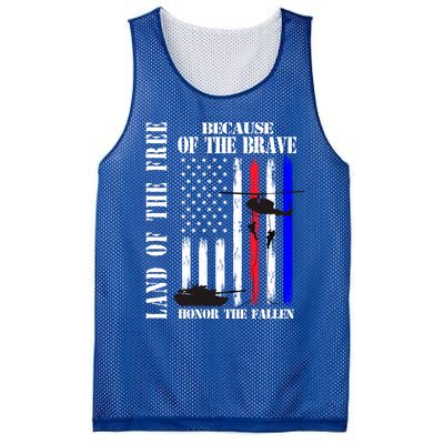 Land Of The Free Because Of The Brave Honor The Fallen Flag Funny Gift Mesh Reversible Basketball Jersey Tank