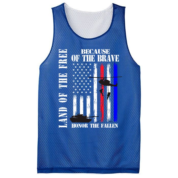 Land Of The Free Because Of The Brave Honor The Fallen Flag Funny Gift Mesh Reversible Basketball Jersey Tank