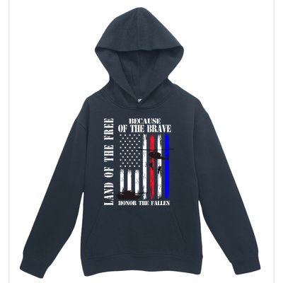 Land Of The Free Because Of The Brave Honor The Fallen Flag Funny Gift Urban Pullover Hoodie