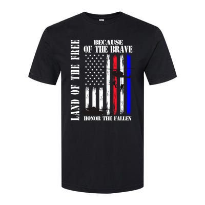 Land Of The Free Because Of The Brave Honor The Fallen Flag Funny Gift Softstyle® CVC T-Shirt