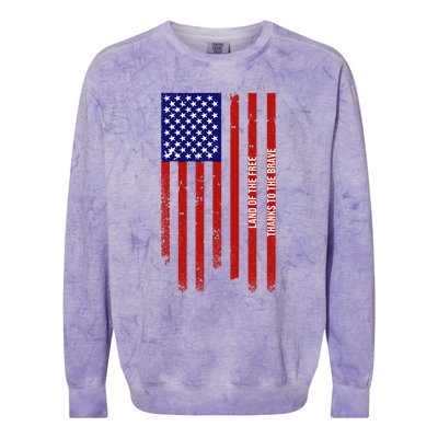 Land Of The Free Thanks To The Brave Veterans Day Gift Colorblast Crewneck Sweatshirt