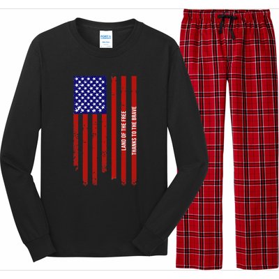 Land Of The Free Thanks To The Brave Veterans Day Gift Long Sleeve Pajama Set