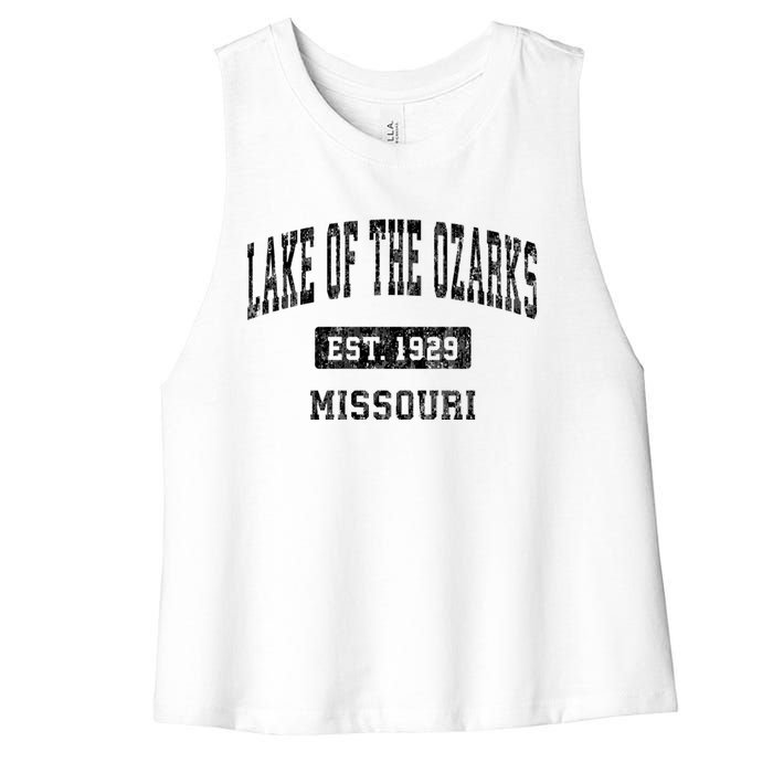 Lake Of The Ozarks Missouri Mo Vintage Established Sports Design Women's Racerback Cropped Tank