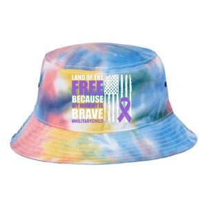 Land Of The Free Because My Mommy Is Brave #Militarychild Tie Dye Newport Bucket Hat