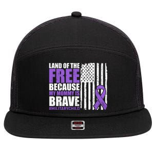 Land Of The Free Because My Mommy Is Brave #Militarychild 7 Panel Mesh Trucker Snapback Hat