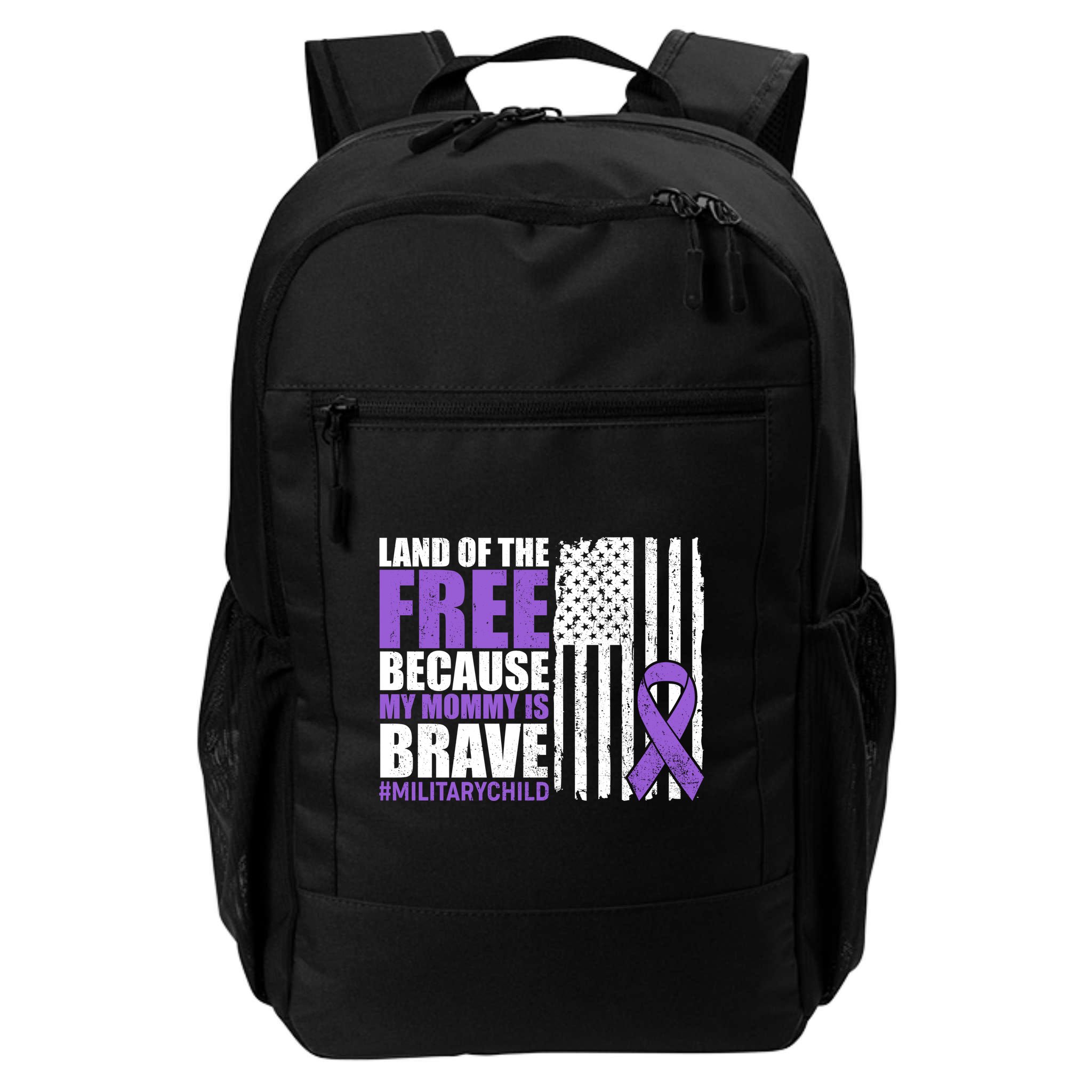 Land Of The Free Because My Mommy Is Brave #Militarychild Backpack