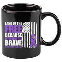 Land Of The Free Because My Mommy Is Brave #Militarychild 11oz C Handle Ceramic Mug