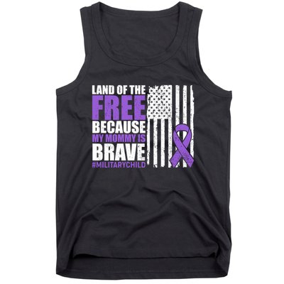Land Of The Free Because My Mommy Is Brave #Militarychild Tank Top