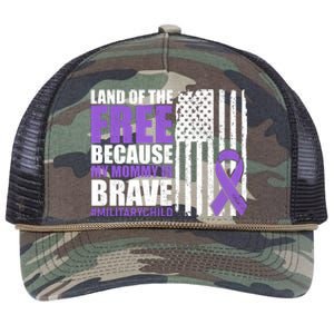 Land Of The Free Because My Mommy Is Brave #Militarychild Retro Rope Trucker Hat Cap