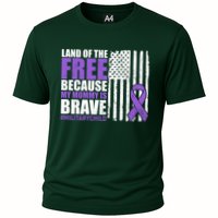 Land Of The Free Because My Mommy Is Brave #Militarychild Cooling Performance Crew T-Shirt