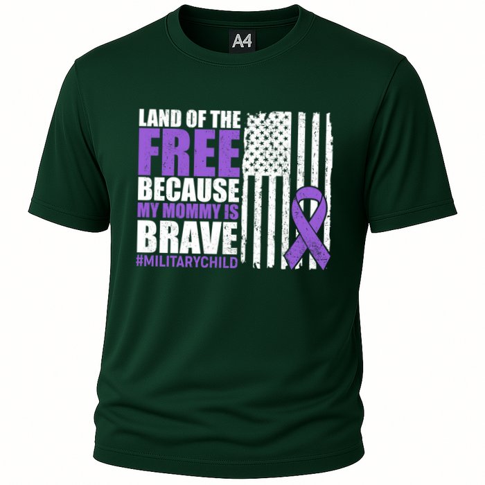 Land Of The Free Because My Mommy Is Brave #Militarychild Cooling Performance Crew T-Shirt