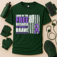 Land Of The Free Because My Mommy Is Brave #Militarychild Cooling Performance Crew T-Shirt