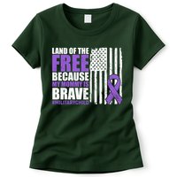 Land Of The Free Because My Mommy Is Brave #Militarychild Womens T-Shirt