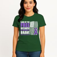 Land Of The Free Because My Mommy Is Brave #Militarychild Womens T-Shirt