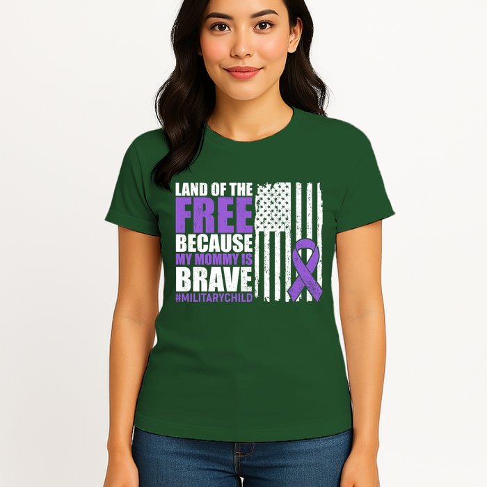 Land Of The Free Because My Mommy Is Brave #Militarychild Womens T-Shirt