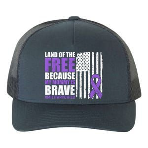 Land Of The Free Because My Mommy Is Brave #Militarychild Yupoong Adult 5-Panel Trucker Hat