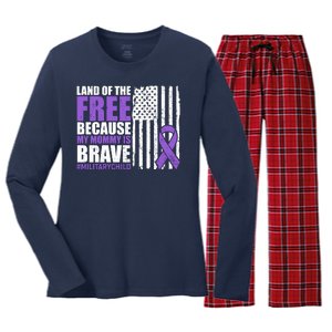 Land Of The Free Because My Mommy Is Brave #Militarychild Women's Long Sleeve Flannel Pajama Set 