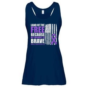 Land Of The Free Because My Mommy Is Brave #Militarychild Ladies Essential Flowy Tank