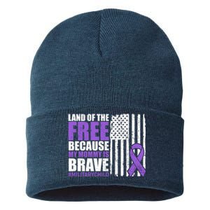 Land Of The Free Because My Mommy Is Brave #Militarychild Sustainable Knit Beanie