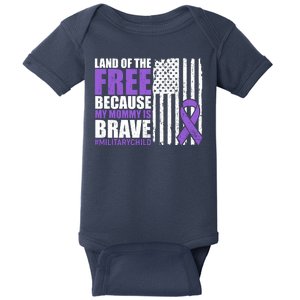 Land Of The Free Because My Mommy Is Brave #Militarychild Baby Bodysuit