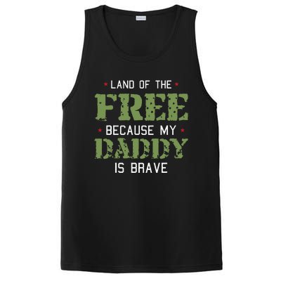 Land Of The Free Because My Daddy Is Brave Veteran PosiCharge Competitor Tank