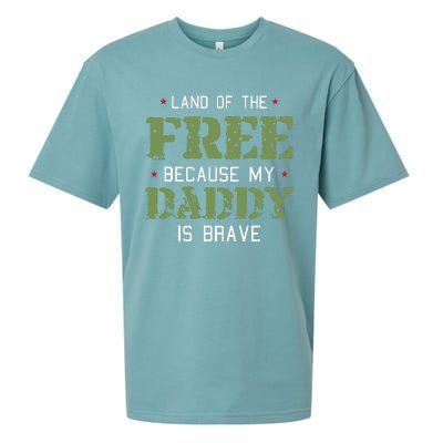 Land Of The Free Because My Daddy Is Brave Veteran Sueded Cloud Jersey T-Shirt