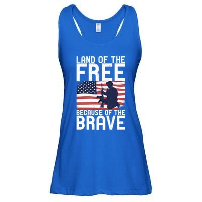 Land Of The Free Because Of The Brave Memorial Day Gift Ladies Essential Flowy Tank
