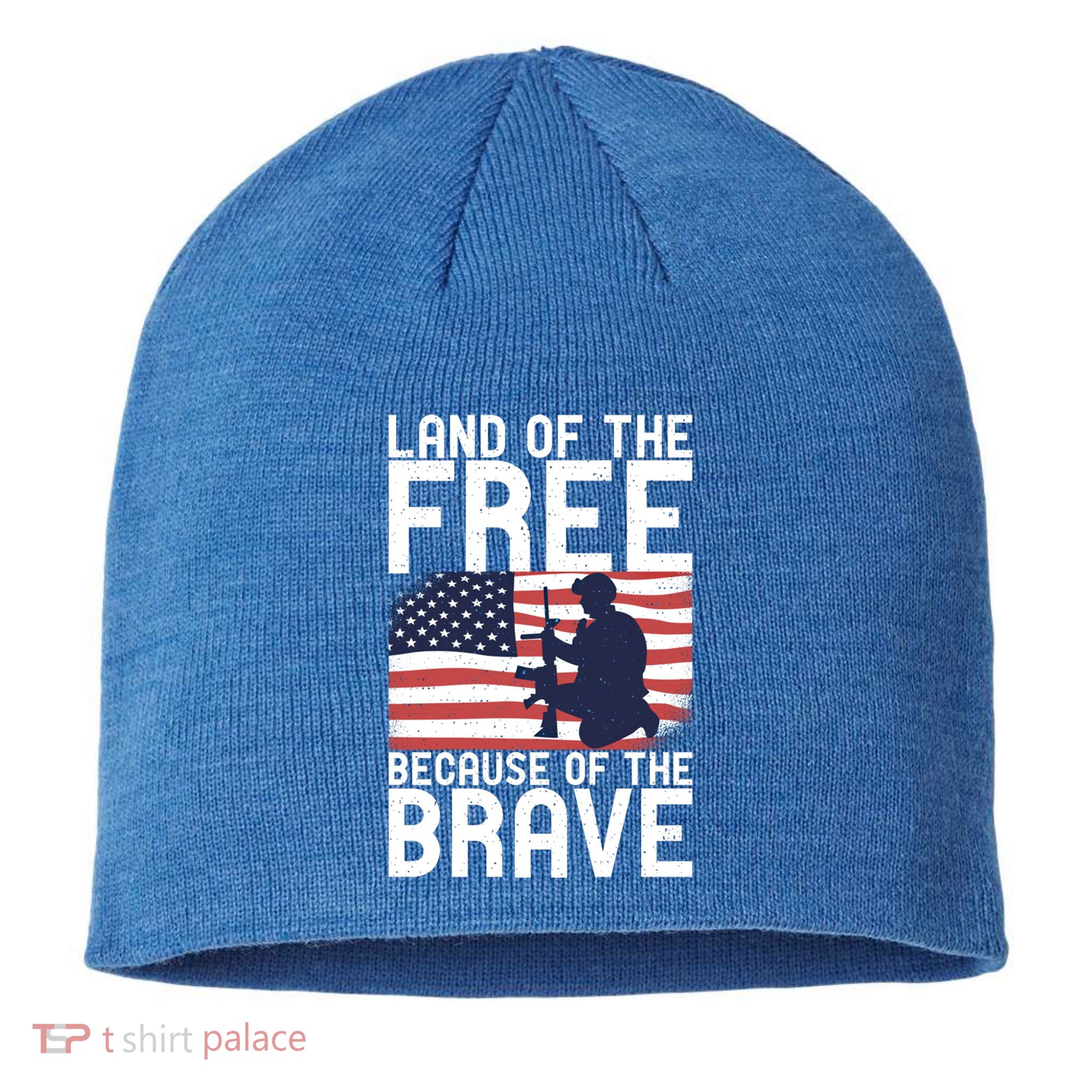 Land Of The Free Because Of The Brave Memorial Day Gift Sustainable Beanie
