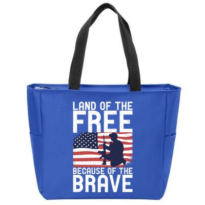 Land Of The Free Because Of The Brave Memorial Day Gift Zip Tote Bag