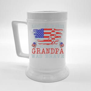 Land Of The Free Because My Grandpa Was Brave Veteran Cute Gift Beer Stein