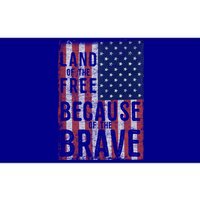 Land Of The Free Because Of The Brave Vintage American Flag Gift Bumper Sticker