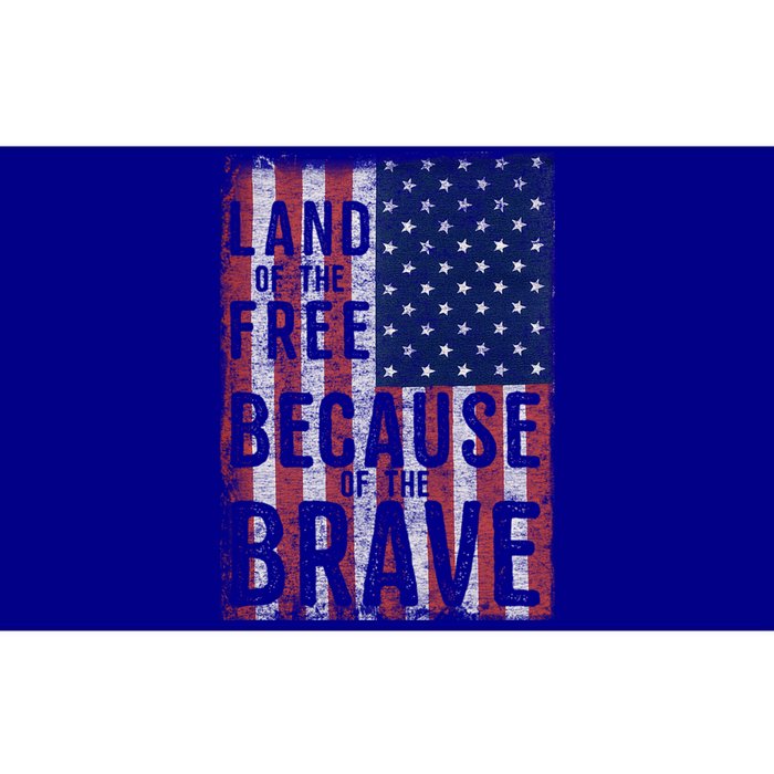 Land Of The Free Because Of The Brave Vintage American Flag Gift Bumper Sticker