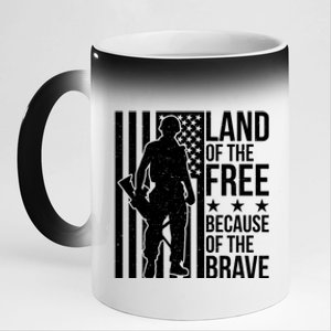 Land Of The Free Because Of The Brave Memorial Day Cute Gift 11oz Black Color Changing Mug