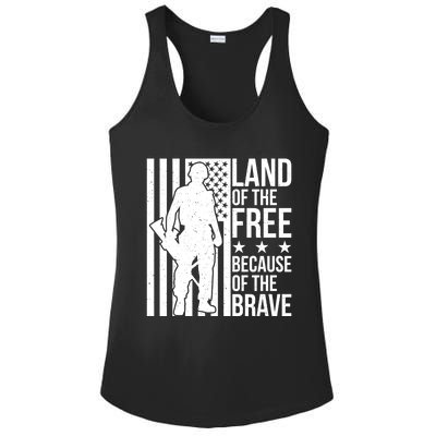 Land Of The Free Because Of The Brave Memorial Day Cute Gift Ladies PosiCharge Competitor Racerback Tank