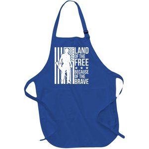 Land Of The Free Because Of The Brave Memorial Day Cute Gift Full-Length Apron With Pockets